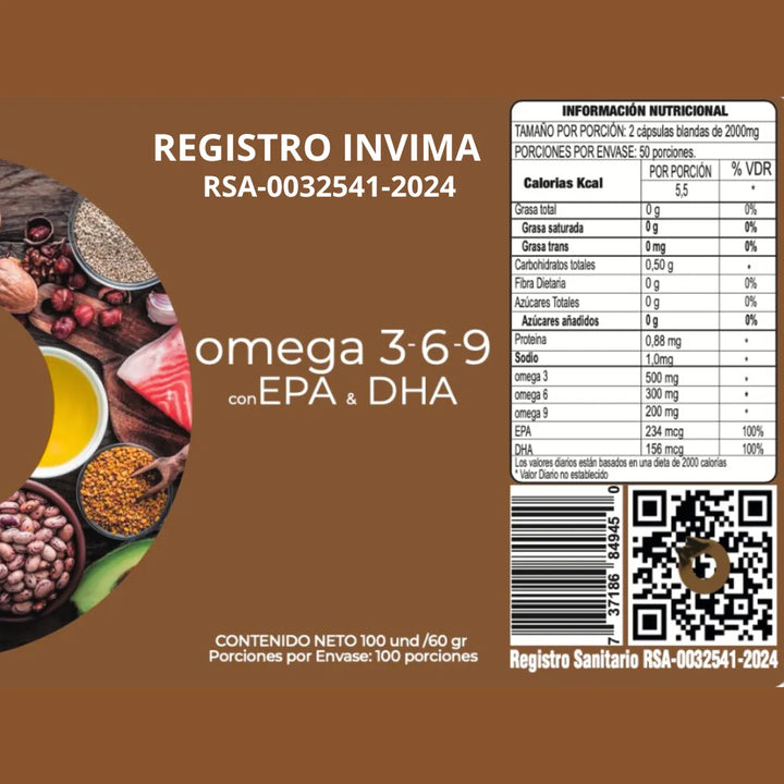 Omega 3, 6 & 9 Epa Dha 1300mg Puro N/a - Imagen 2