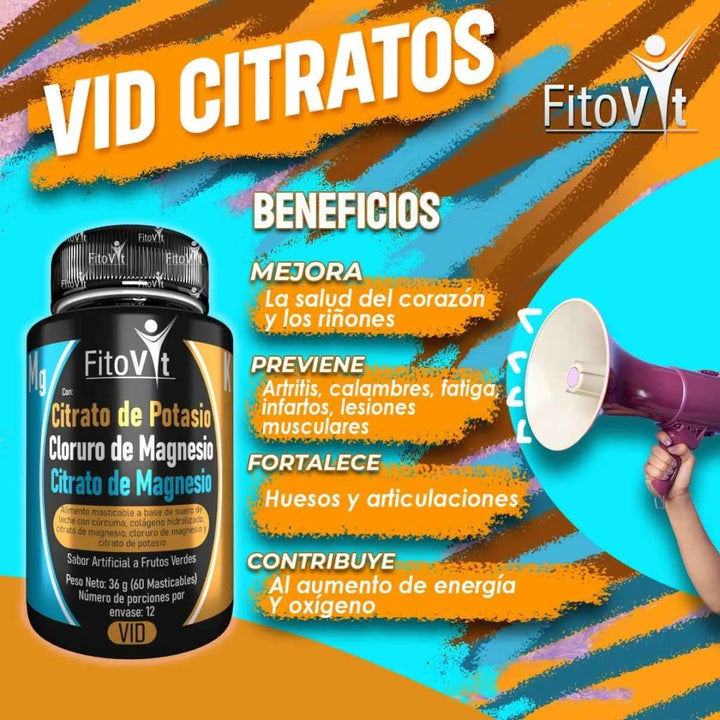 Citrato De Magnesio Y Potasio X60 Fitovit Original Frutos Verdes - Imagen 5