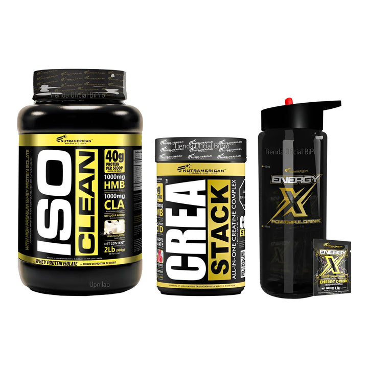 Combo Iso Clean Crea Stack Energy X Proteína Creatina y Energizante Nu ...