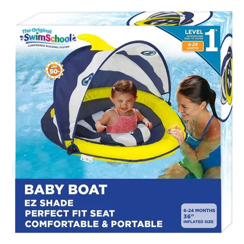 Flotador Piscina Bebé Swimschool Deluxe Con Toldo UPF 50+ Y Zona De Juego Segura