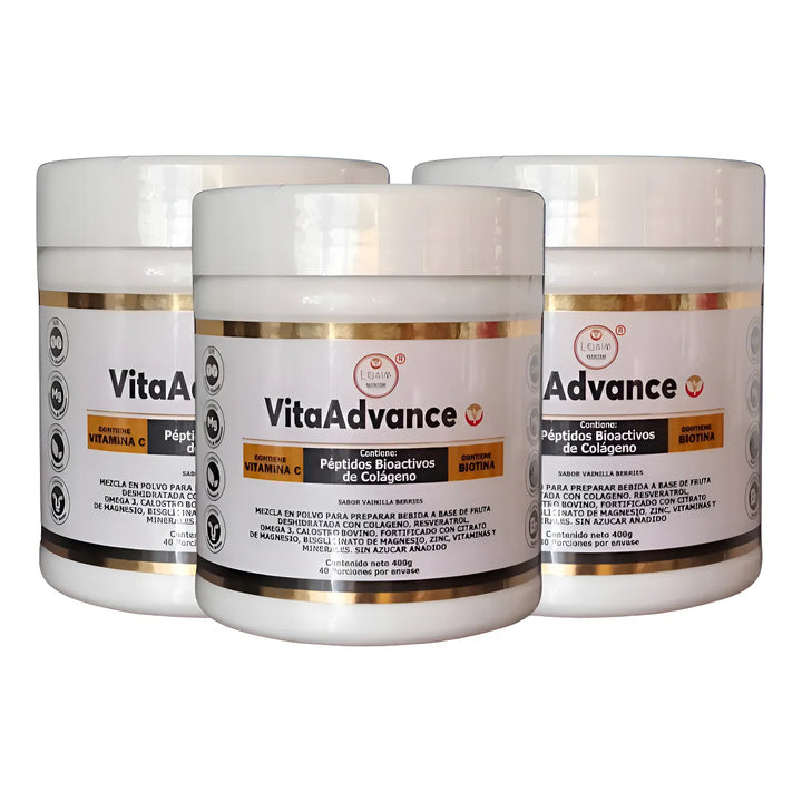 3 Peptidos Colageno Vitaadvance Vainilla - Imagen 1