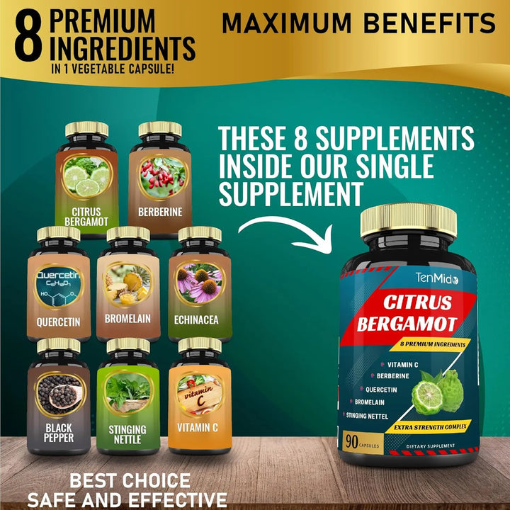 Cápsulas De Extracto De Bergamota Con Vitamina C Berberina Q - Imagen 2