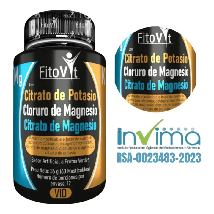 Citrato De Potasio Cloruro De Magnesio Y Citrato De Magnesio Original Fitovit Frutos Verdes - Imagen 10