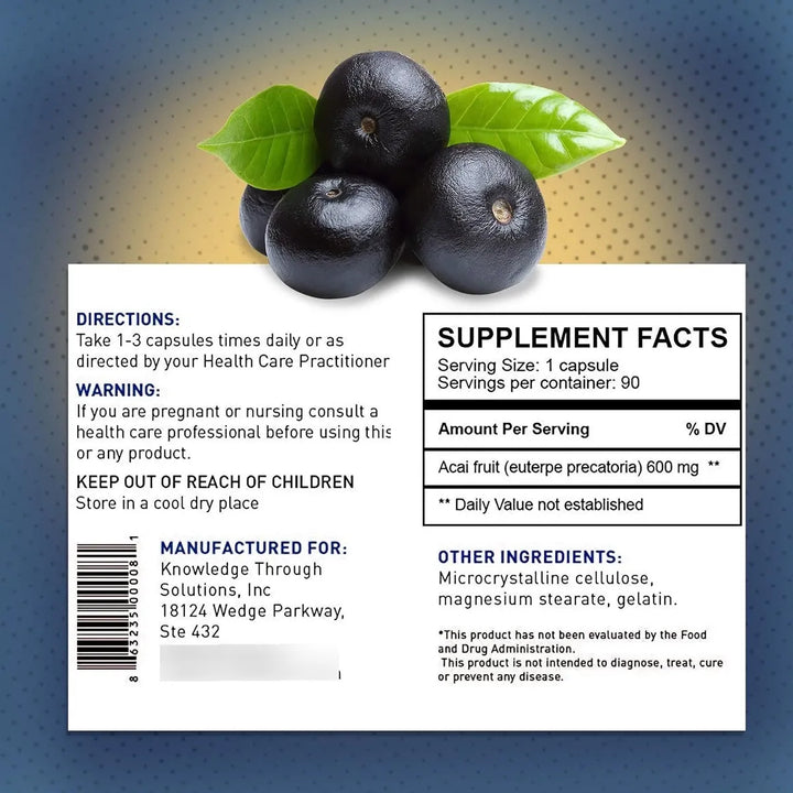 Cápsulas Açaí Natural Antioxidantes Nutrientes Salud Cerebra - Imagen 6