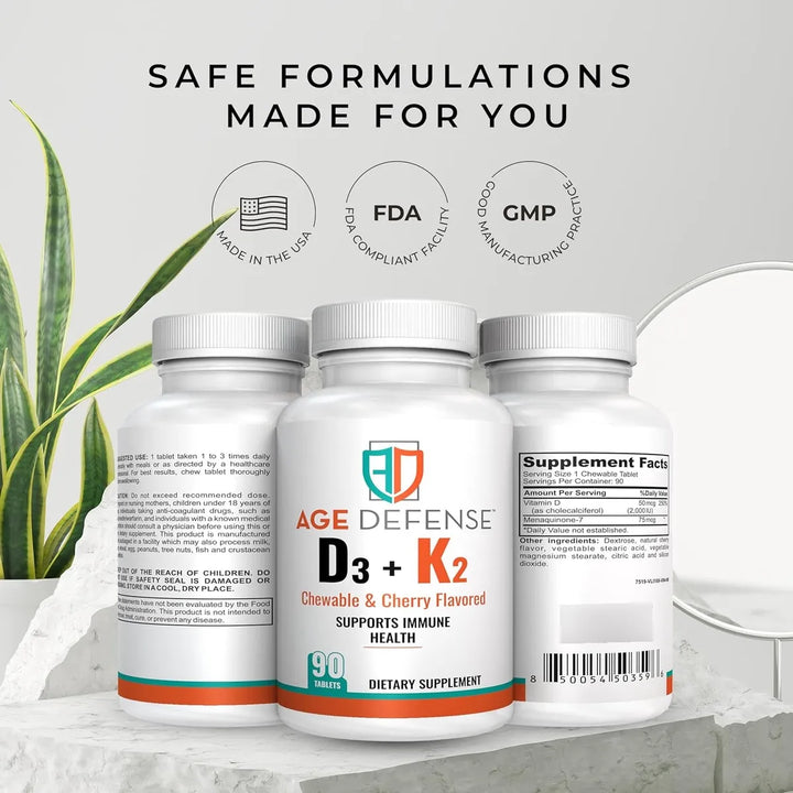 Vitamina D3 2000 Ui Tabletas Masticables K2-90 Sabor Cereza - Imagen 6