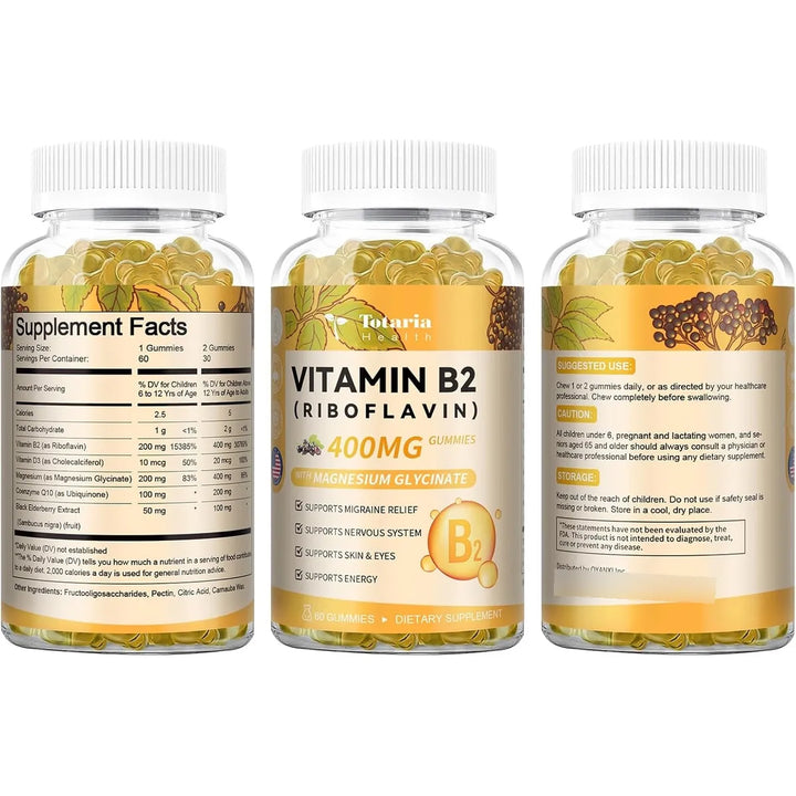 Gomitas De Vitamina B2 Riboflavina 400 Mg Con Glicinato De M - Imagen 9