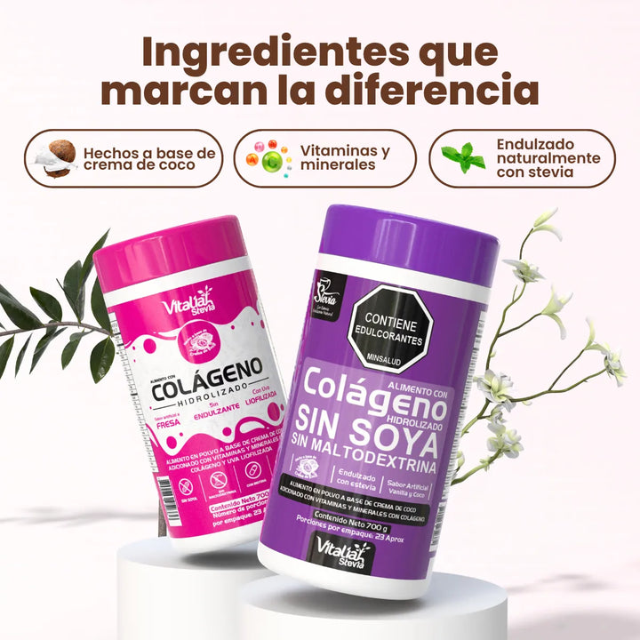 Kit Colágeno Hidrolizado Vitaliah Vainilla + Fresa + Stevia 10ml - Imagen 5