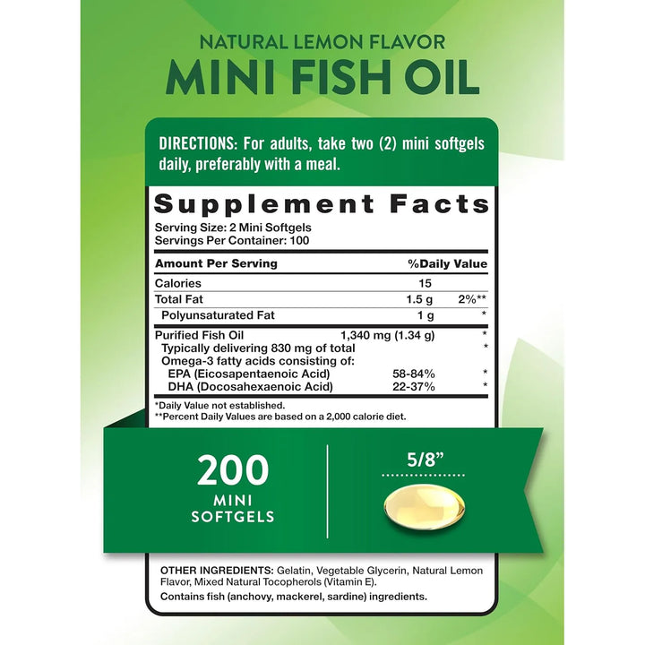 Aceite De Pescado Omega 3 1340 Mg 200 Mini Cápsulas Blandas - Imagen 2