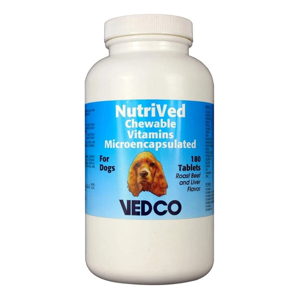 Vitaminas Masticables Para Perros 180 Tabletas NutriVed Sabor Ternera E Higado