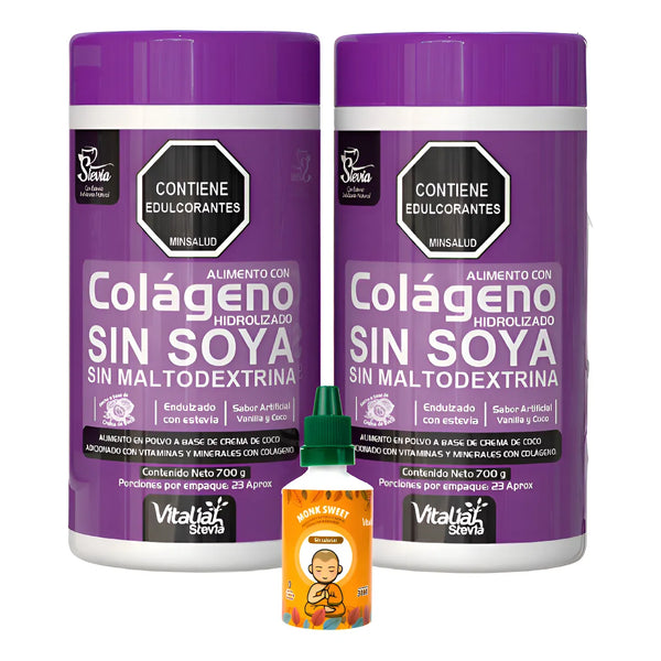 Combo X2 Colágeno Hidrolizado Vainilla Vitaliah + Endulzante Monk 30ml - Imagen 1