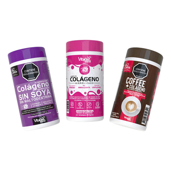 Kit Vitaliah Colágeno Hidrolizado X3 Vainilla + Coffe + Fresa - Imagen 1