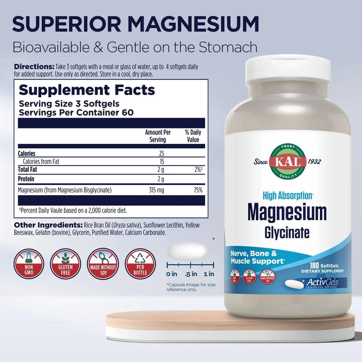 Glicinato De Magnesio 315mg Alta Absorción Relajación Apoyo - Imagen 2