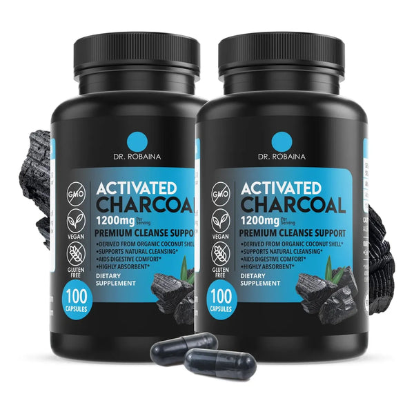 Cápsulas Carbón Activado 1200 Mg Desintoxicación Natural 2 Botellas
