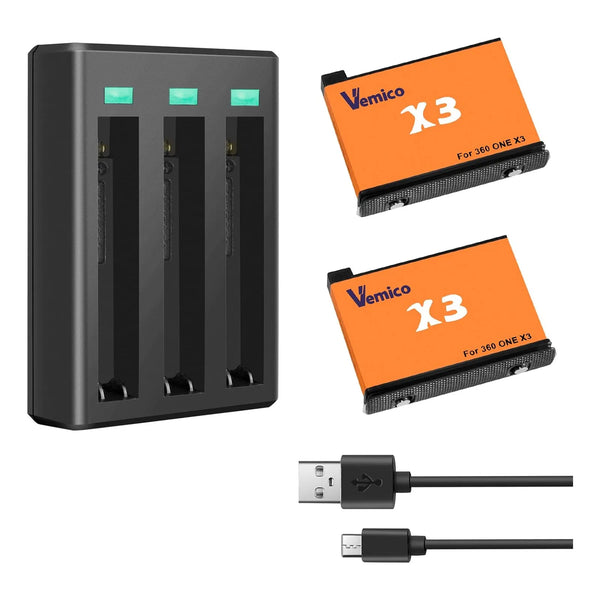 Cargador Bateria X3 2x1800mah 3 Canales Led Carga Rapida Para Camara 360 One X3