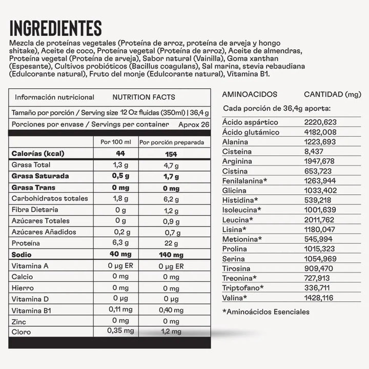 Proteina Effekt Vegetal Vainilla Natural, 946g - Imagen 5