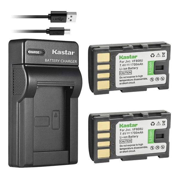 Batería Recargable Doble Y Cargador USB Compacto Para Cámara JVC Kastar Alta Capacidad