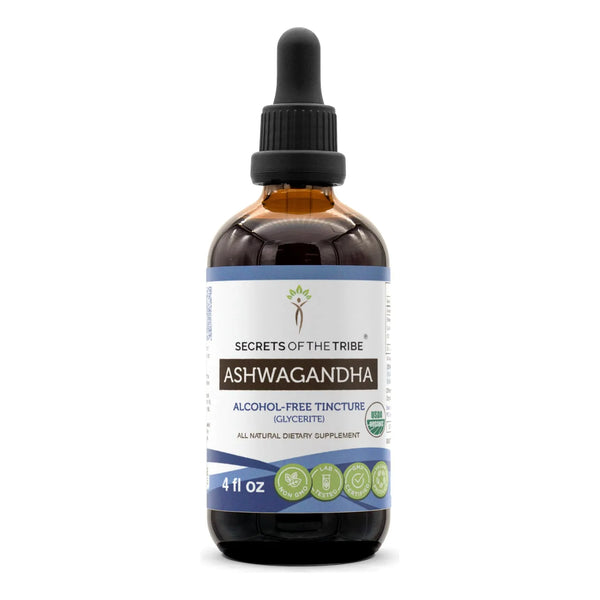 Ashwagandha USDA Extracto Organico Sin Alcohol Anti Estres Y Relajacion 4 Onzas