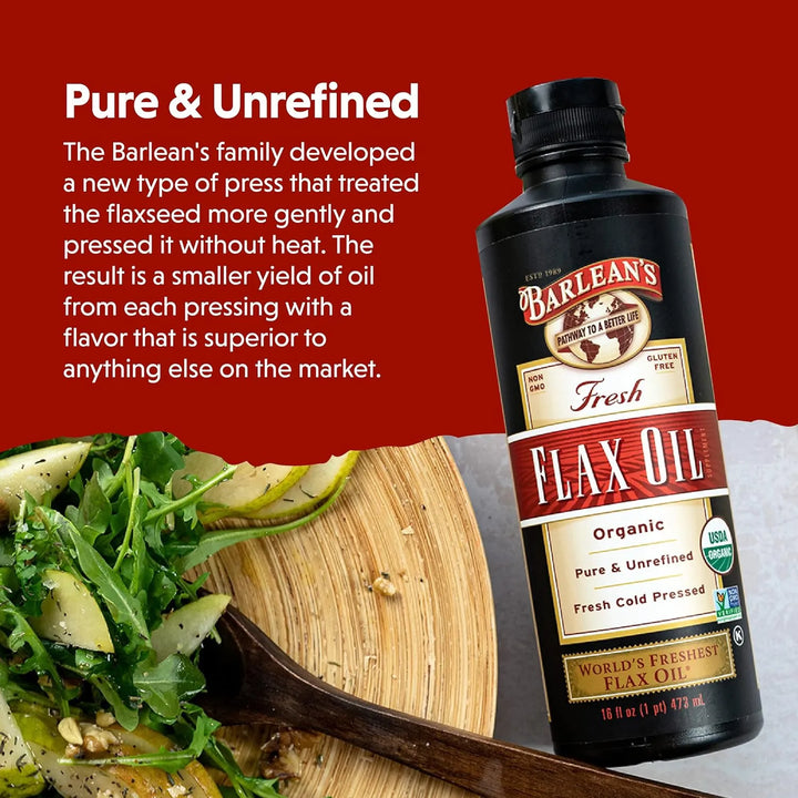 Aceite Linaza Organica Puro Prensado En Frio Barlean 946 Ml - Imagen 4