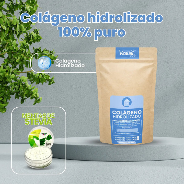 Colágeno Hidrolizado Puro Vitaliah 500g + Mentas Naturales - Imagen 3
