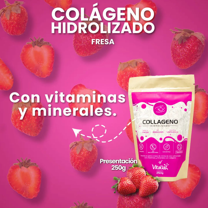 Colágeno Hidrolizado Fresa Vitaliah Doypack 250g - Imagen 7