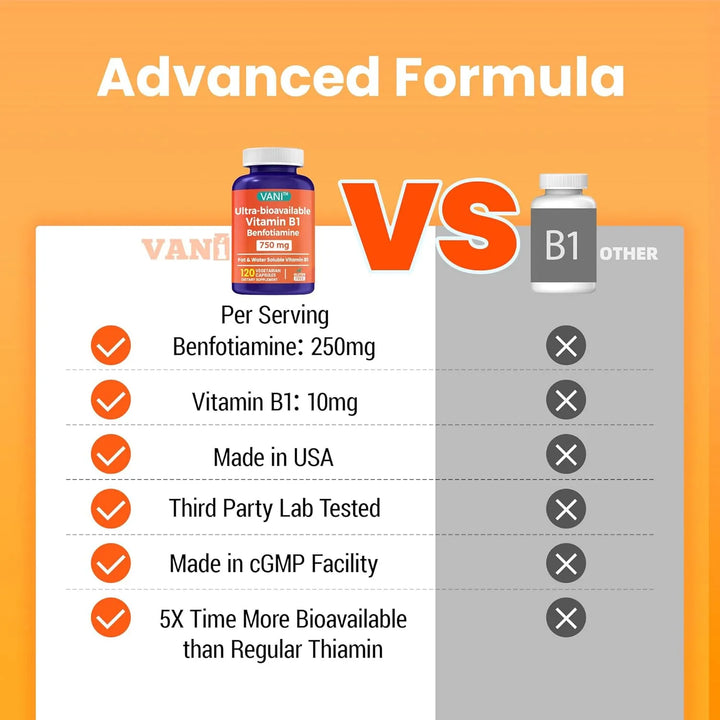 Benfotiamina 750 Mg Con Tiamina B1 Soluble En Agua Y Grasa E - Imagen 5