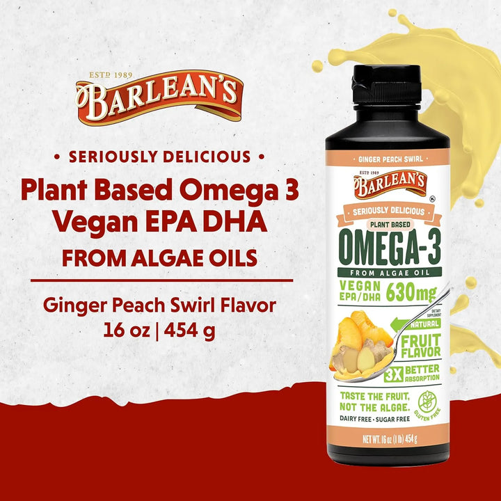 Omega 3 Vegano 630 Mg De Epa Dha Jengibre Y Melocotón 1 Lb - Imagen 2