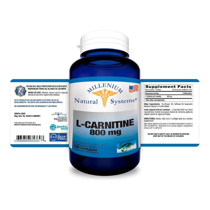 L- Carnitina 800mg X 100 System Sin Sabor - Imagen 2