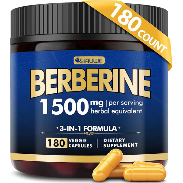 Berberina 1500 Mg Con Bergamota 180 Capsulas Soporte Metabólico Y Peso