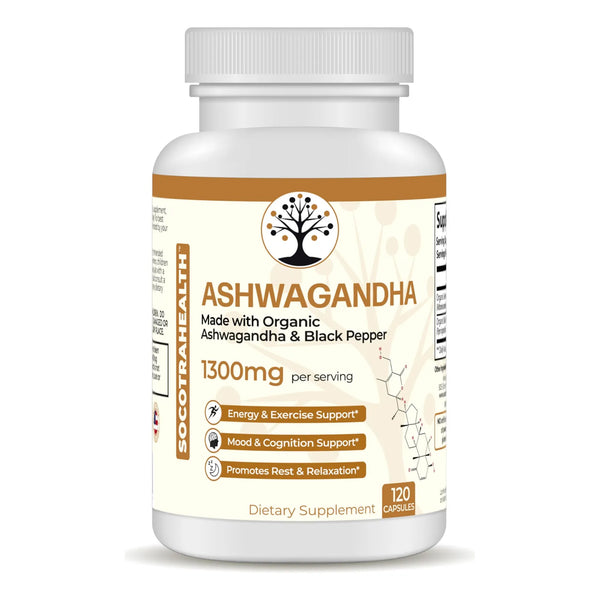 Ashwagandha Con Pimienta Negra Orgánica 120 Cápsulas Energía Y Relajación