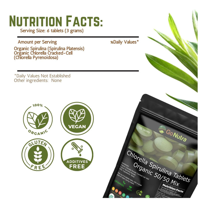 Tabletas Orgánicas De Clorella Y Espirulina Mezcla 50 50 500 - Imagen 6