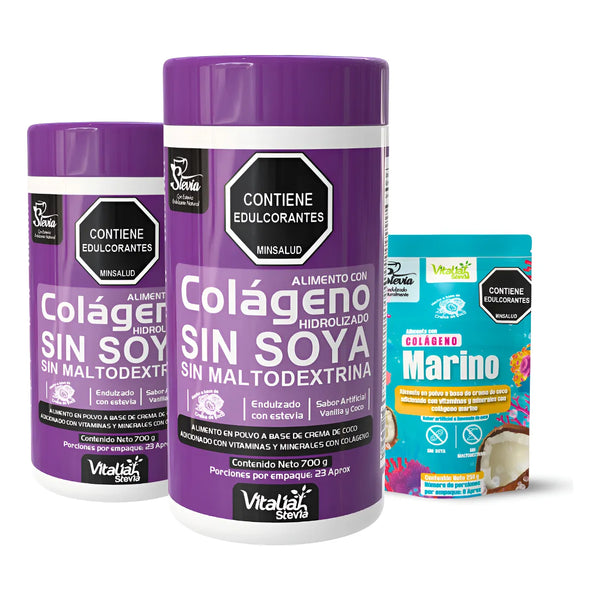 Kit Colágeno Hidrolizado Vitaliah Vainilla X2 + Doypack Marino - Imagen 1