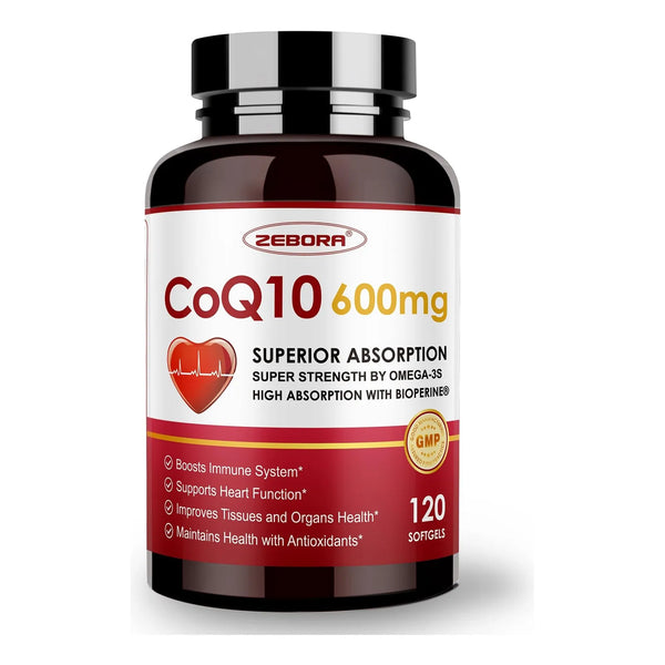 Capsulas Coenzima Q10 600mg Con PQQ Omega3 Y Bioperine Suplemento Cardiaco Y Energia