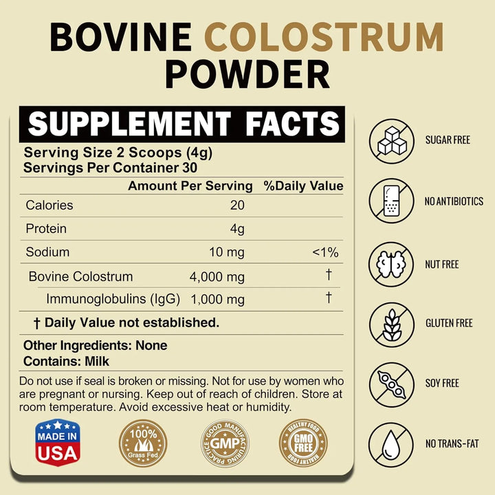 Polvo De Calostro Bovino 4000 Mg Apoyo Inmunológico Salud In - Imagen 2