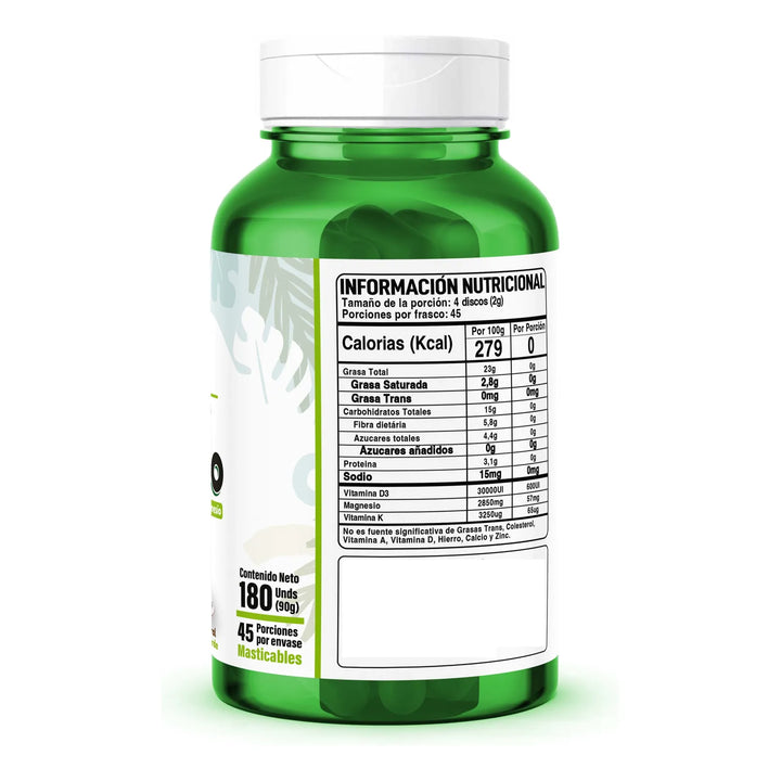 Magnesio + Vitamina D3 + K 180tabs Manzana Verde - Imagen 3