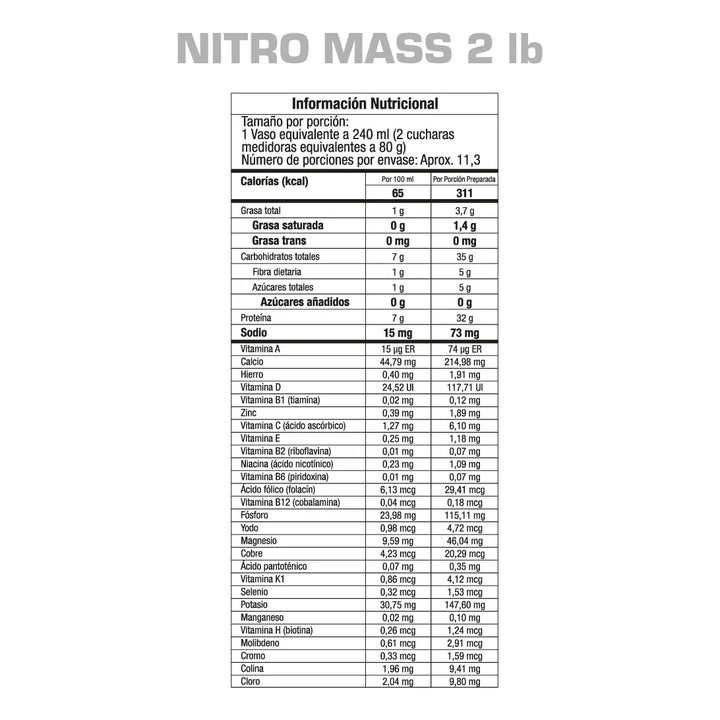 Proteina Nitromass 2lbs+sobres Vainilla - Imagen 3