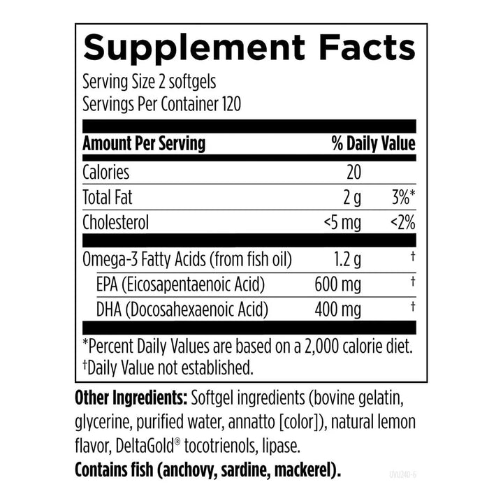 Aceite De Pescado Omega 3 Triglicérido 1200 Mg Dha Epa 240 C - Imagen 4