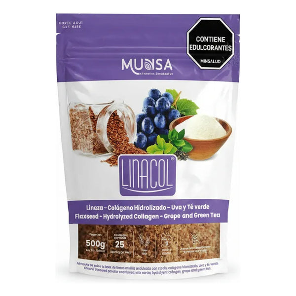 Linacol 500g En Polvo  Fibra + Colágeno Hidrolizado + Uva Y Té Verde | Bienestar Digestivo, Salud Ósea Y Vitalidad - Imagen 1