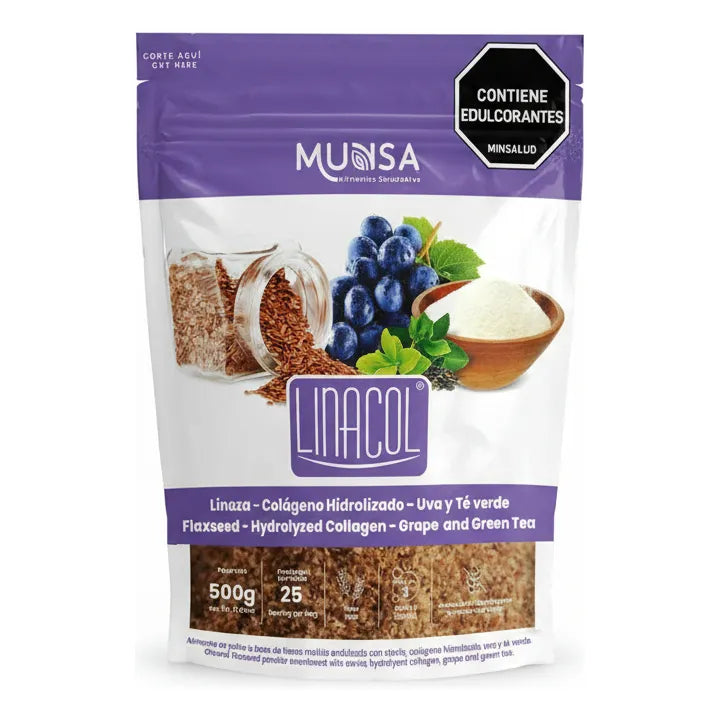 Linacol 500g En Polvo  Fibra + Colágeno Hidrolizado + Uva Y Té Verde | Bienestar Digestivo, Salud Ósea Y Vitalidad - Imagen 1