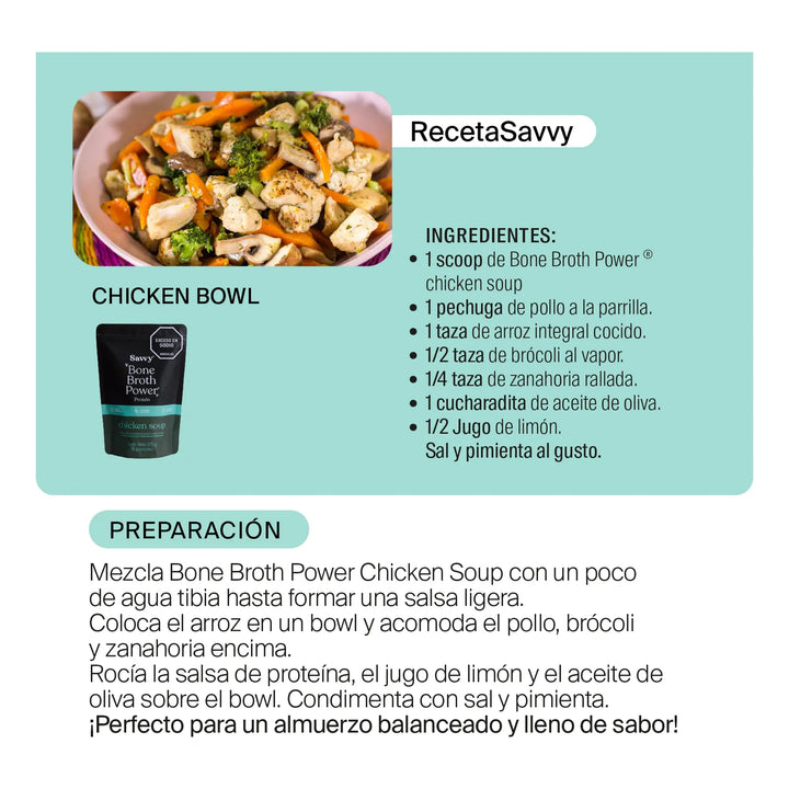 Proteína Savvy Chicken Soup Bone Broth Power® 375g - Imagen 7