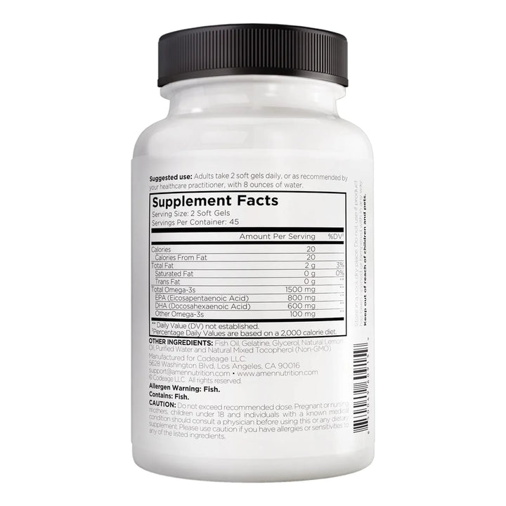 Aceite De Pescado Omega 3 1500 Mg Alta Potencia 45 Días Epa - Imagen 2