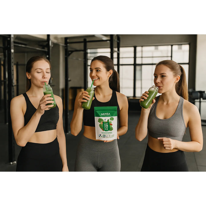 Munsa Green Mix De Frutas Y Verduras Verdes 250g Con Nopal Espinaca Brócoli Jengibre Limón Superfood Vegano Prebióticos Suplemento Saludable - Imagen 4