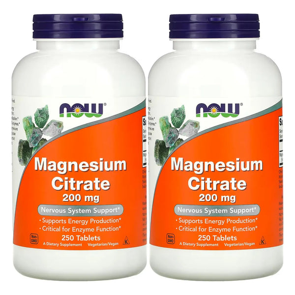 Citrato De Magnesio 200 Mg 250 Tabletas Paquete Doble Now Foods
