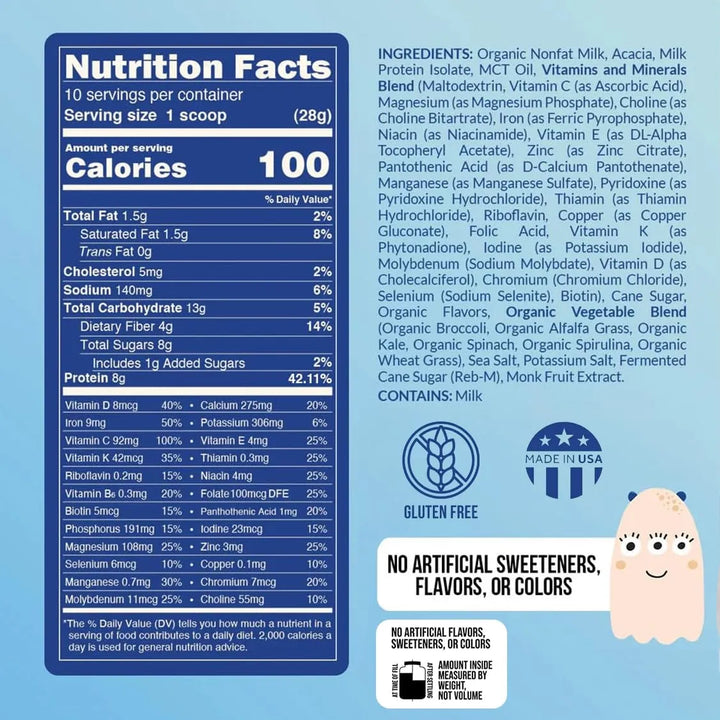 Batido De Proteínas Para Niños Con Leche Orgánica Y 6 Verdur - Imagen 3