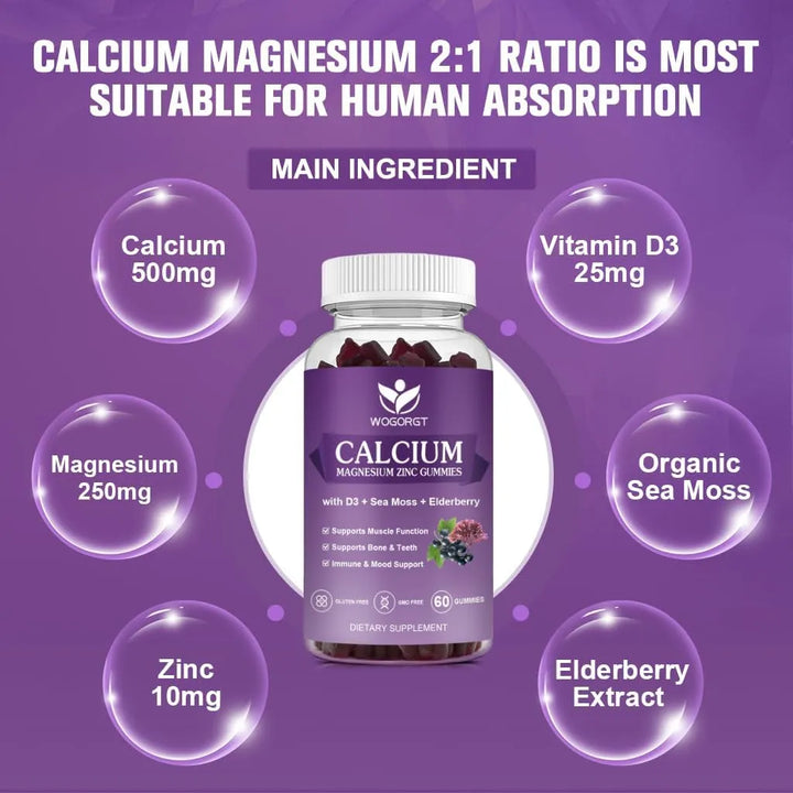 Gomitas De Calcio Magnesio Zinc Con Vitamina D3 Alta Absorci - Imagen 3