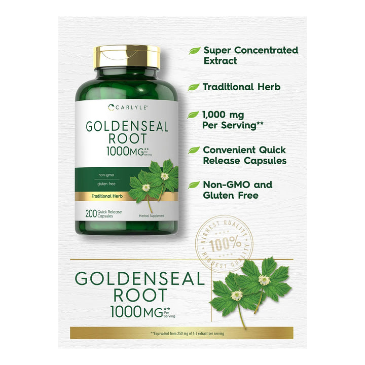 Cápsulas Goldenseal 1000 Mg 200 Unidades Herbolaria Tradicio - Imagen 3