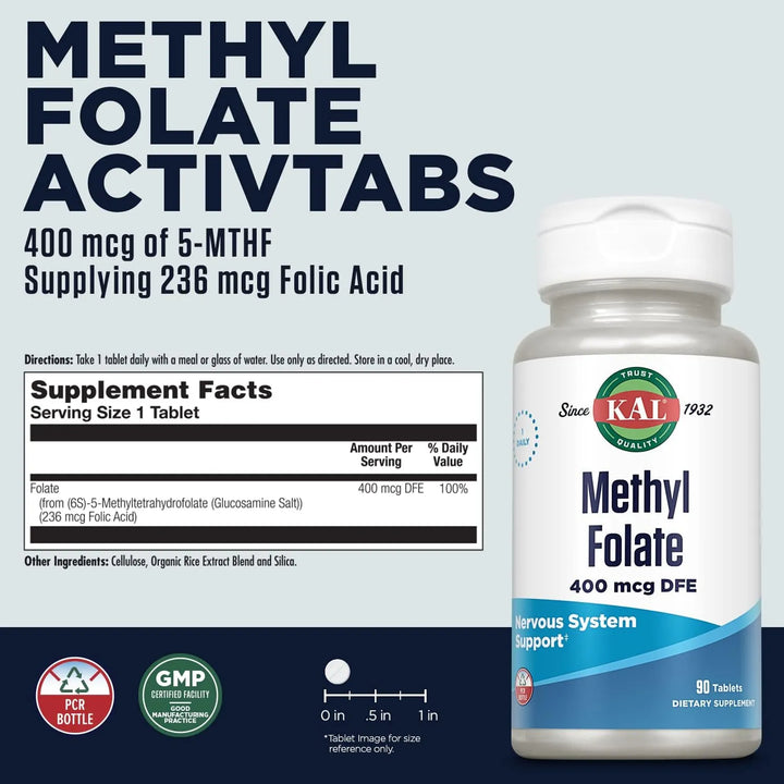 Metil Folato 400 Mcg Dfe 5-mthf Vitamina B9 Forma Activa Sal - Imagen 2