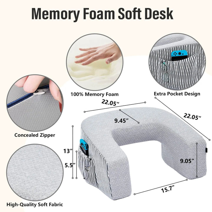 Almohada De Escritorio Ergonómica Para Regazo Ideal Lectura Gris - Imagen 5