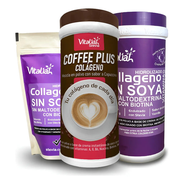 Kit Colágeno Hidrolizado Vitaliah Vainilla + Coffee + Doypack Vainilla - Imagen 1