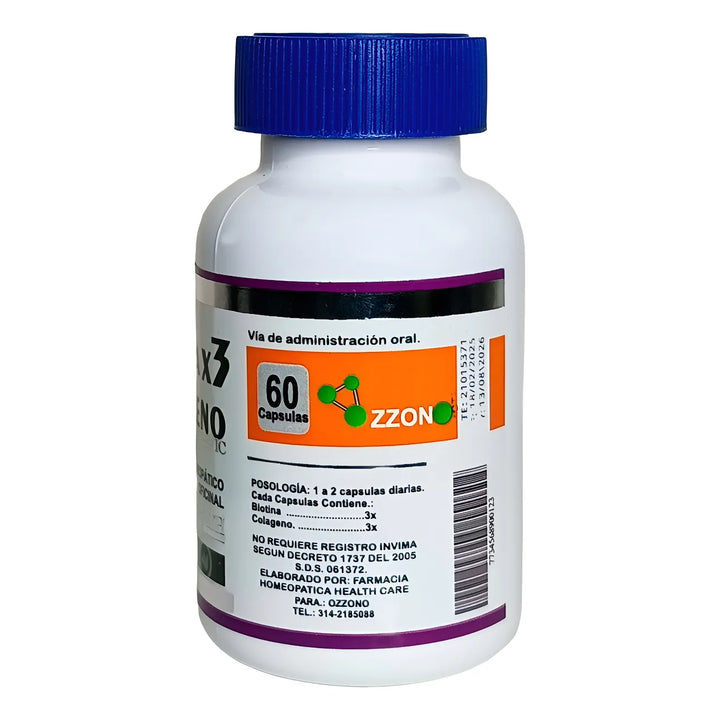Biotina X3 + Colágeno 60 Cápsulas Fórmula Homeopática - Imagen 2