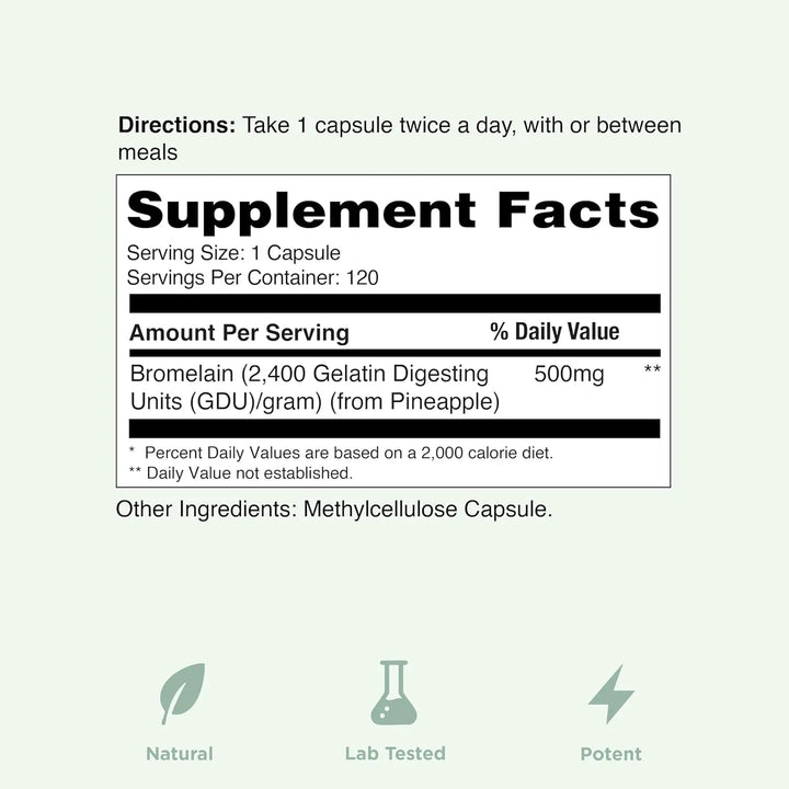 Bromelina Alta Potencia 500 Mg 2400 Gdu Enzimas Digestivas S - Imagen 5